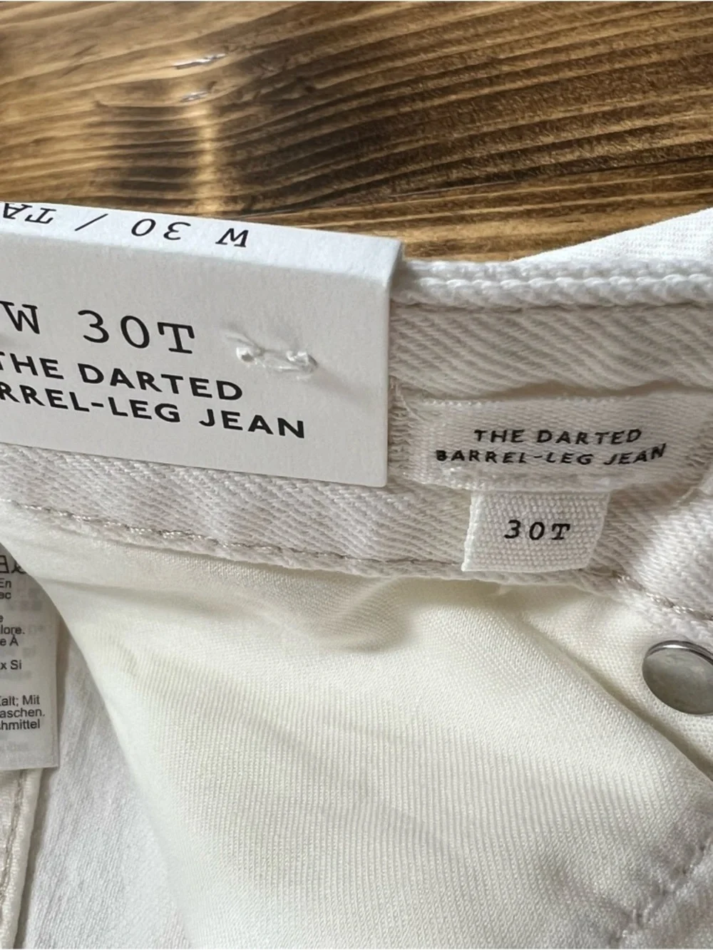 Madewell The Tall Darted Barrel Leg Jean Vintage Canvas Cream White Size 30 Tall